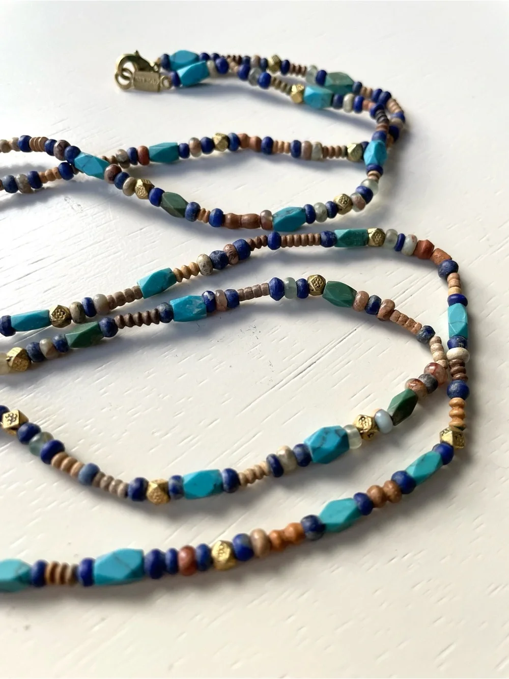 Chan Luu boho mixed beaded necklace faux turquoise - Picture 4 of 12